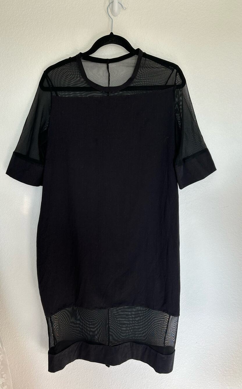 No Brand Black Mesh Oversized 90s T-shirt Dress- OS